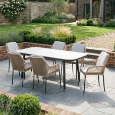 Monterey Aluminium Rectangular Outdoor 6 Seater Dining Set in Grey and Wheat - UK