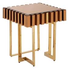 Montuno Mirrored Side Table With Gold Stainless Steel Frame - UK