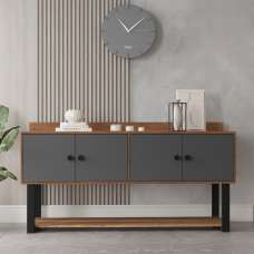 Moon Wooden Console Table with 4 Doors in Walnut and Anthracite - UK