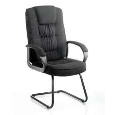 Moore Fabric Cantilever Visitor Chair In Black With Arms - UK