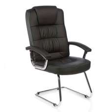 Moore Leather Deluxe Visitor Chair In Black With Arms - UK