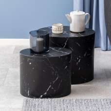 Moosic Marble Effect Nesting Coffee Tables - Black - UK