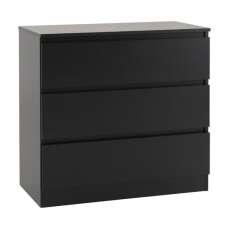 Mcgowan Wooden Chest Of Drawers In Black With 3 Drawers - UK