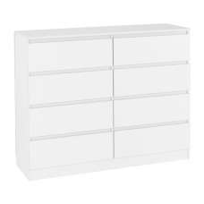 Mcgowan Wooden Chest Of Drawers In White With 8 Drawers - UK