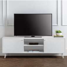 Madra Wooden TV Stand In White With 2 Doors - UK
