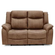 Morlix Fabric Electric Recliner 2 Seater Sofa in Tan - UK