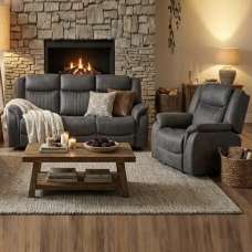 Morlix Fabric Electric Recliner 3+1+1 Seater Sofa Set in Grey - UK