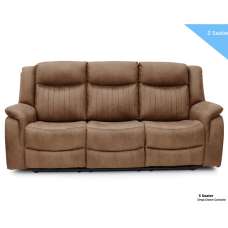 Morlix Fabric Electric Recliner 3 Seater Sofa with Console in Tan - UK