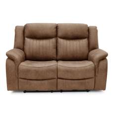 Morlix Fabric Manual Recliner 2 Seater Sofa in Tan - UK