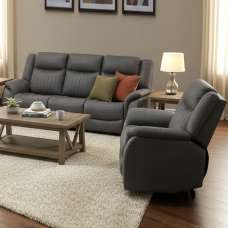 Morlix Fabric Manual Recliner 3+1+1 Seater Sofa Set in Grey - UK