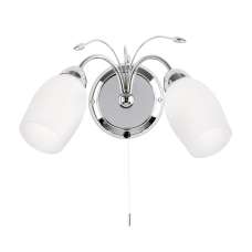 Morristown 2 Light Glass Twin Wall Light In Chrome And White - UK