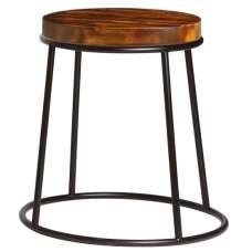 Mortan Industrial Raw Metal Low Stool With Rustic Aged Seat - UK