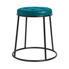 Mortan Industrial Teal Faux Leather Low Stool With Black Frame - UK