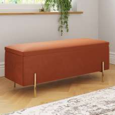 Mullion Fabric Storage Ottoman In Russet - UK