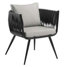 Mulvane Outdoor Rattan 1 Seater Sofa In Black And Anthracite - UK