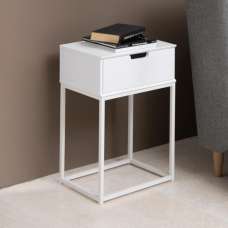 Mulvane Wooden Bedside Cabinet With 1 Drawer In White - UK