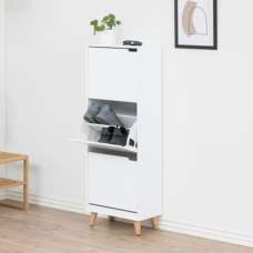 Mulvane Wooden Shoe Storage Cabinet With 3 Flip Doors In White - UK