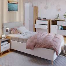 Muncie Wooden Small Double Bed In White And Grey - UK