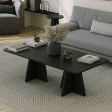 Mushroom Rectangular Wooden Coffee Table in Black - UK