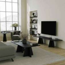 Mushroom Wooden Living Room Set in Black - UK