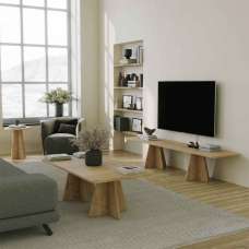 Mushroom Wooden Living Room Set in Sapphire Oak - UK