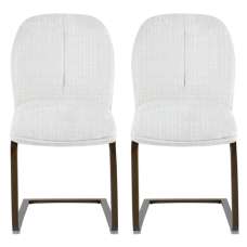 Myrex White Fabric Dining Chairs in Pair - UK