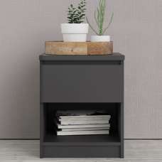 Nakou Wooden Bedside Cabinet With 1 Drawer In Matt Black - UK