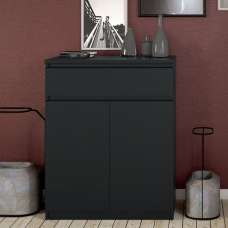 Nakou Wooden Sideboard With 1 Drawer 2 Doors In Matt Black - UK