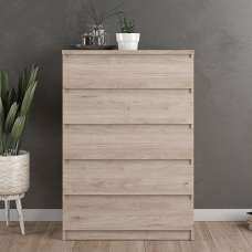 Nakou Wooden Chest Of 5 Drawers In Jackson Hickory Oak - UK