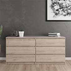 Nakou Wooden Chest Of 6 Drawers In Jackson Hickory Oak - UK