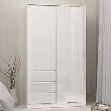 Nakou High Gloss Wardrobe With 1 Sliding Door In White - UK