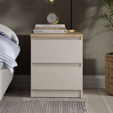 Nakou Wooden Bedside Cabinet With 2 Drawers In Cashmere - UK