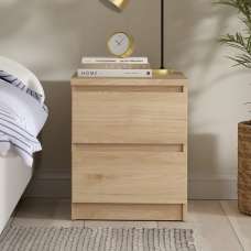 Nakou Wooden Bedside Cabinet With 2 Drawers In Jackson Hickory - UK