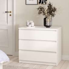Nakou Wooden Chest Of 3 Drawers In White - UK