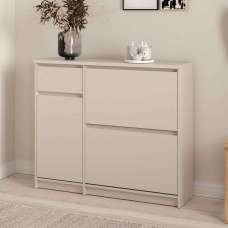 Nakou Wooden Shoe Storage Cabinet with 2 Tilting Doors and 1 Drawer in Cashmere - UK