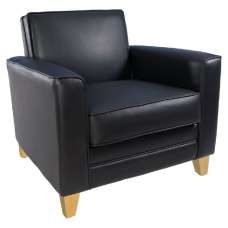 Nampa Leather Armchair With Light Oak Legs In Black - UK
