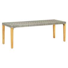 Naomi 80cm Grey Poly Rattan Garden Bench With Wooden Legs - UK