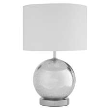 Naomic White Fabric Shade Table Lamp With Chrome Metal Base - UK