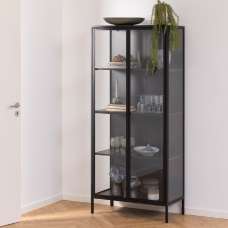 Napa Metal Display Cabinet With 2 Doors Tall In Matt Black - UK