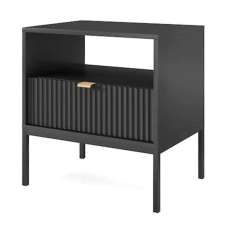 Napa Wooden Bedside Cabinet With 1 Door In Matt Black - UK