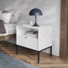 Napa Wooden Bedside Cabinet With 1 Drawer In Matt White - UK
