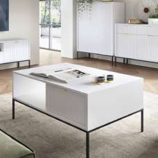 Napa Wooden Coffee Table With 1 Drawer In Matt White - UK
