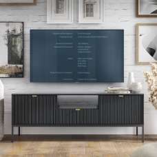 Napa Wooden TV Stand With 2 Doors 1 Drawer In Matt Black - UK