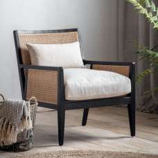 Naperville Wooden Armchair In Black And Cream - UK