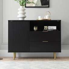 Naples Wooden Sideboard With 1 Doors 2 Drawers In Black - UK