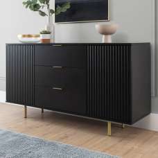Naples Wooden Sideboard With 2 Doors 3 Drawers In Black - UK