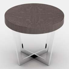 Napoli High Gloss Round End Table With Steel Base In Acorn - UK
