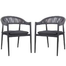 Nardo Charcoal Weave Arm Chairs With Cushion In Pair - UK