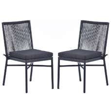 Nardo Grey Weave Outdoor Side Chairs With Metal Frame In Pair - UK