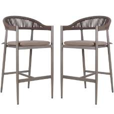 Nardo Taupe Weave Bar Chairs With Metal Frame In Pair - UK